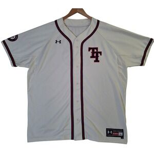 Under Armour Texas Tech Red Raiders Baseball Jersey Mens 50 Cream #73 Made USA